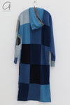 YANYAN KNITS 24 Autumn and Winter Plaid Hoodie Dress YYK-YYW24-1631-LAN Blue